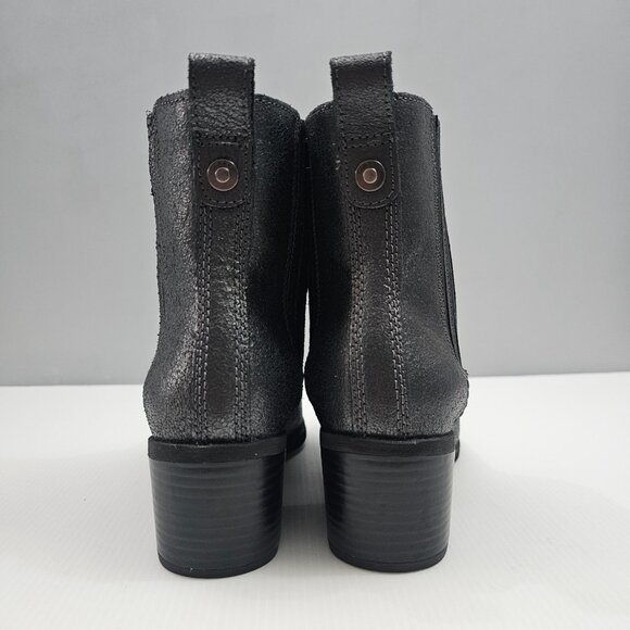 Clarks Morzine Top Chelsea Ankle Boot 9 Pewter Metallic Leather Block Heel NEW - Picture 7 of 13